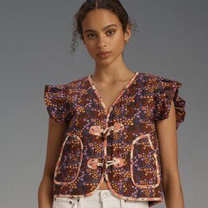 Dolan Left Coast for Anthropologie Ruffled Toggle Vest Jacket - Medium
